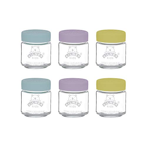 Killner 0025.016 Kilner Chiusura In Silicone, 6 Vasetti Per Neonati Da 110 Ml, Vetro, 110 Ml