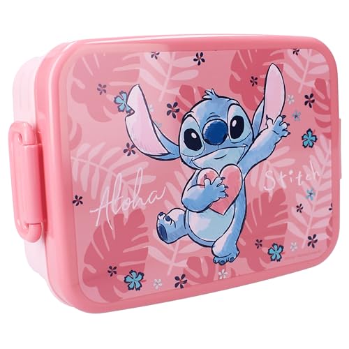 Vadobag Stitch Bon Appetit! - Portamerenda Lunch Box In Plastica Con Coperchio - Dimensioni 16X13X5Cm Disney Originale Lilo E Stitch