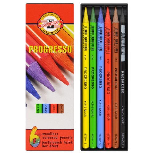 Koh-I-Noor Progresso Set Of 6 Woodless Coloured Pencil 8755 By Koh-I-Noor