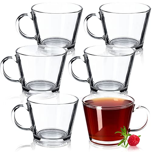 Kadax Tazze Da Tè In Vetro Trasparente, Tazzine Con Manico Per Cappuccino, Latte Macchiato E Caffè Americano, Bicchieri Per Acqua (Set Di 6, 380 Ml)