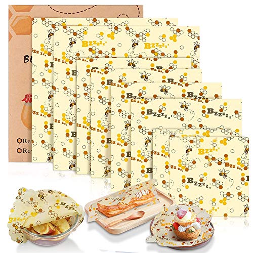 Tonsooze Involucro Di Cera D'Api, Beeswax Wraps, Riutilizzabile Impacchi Alimentari, Impacchi Di Cotone Biologico E Stoccaggio Alimenti Variety Pack F