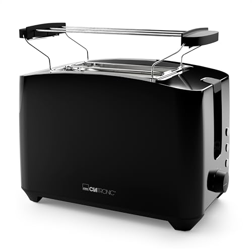 Tostapane Compatto A 2 Fette Clatronic | Con Funzione Di Scongelamento/Riscaldamento/Quick-Stop | Con Attacco Per Panini | Nero | Anche Per Panini Da