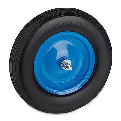 Relaxdays Ruote Carriola 4.80 4.00-8, Gomma Piena Con Cerchione In Acciaio E Asse, Da Carrello, Fino 120 Kg, Nero Blu