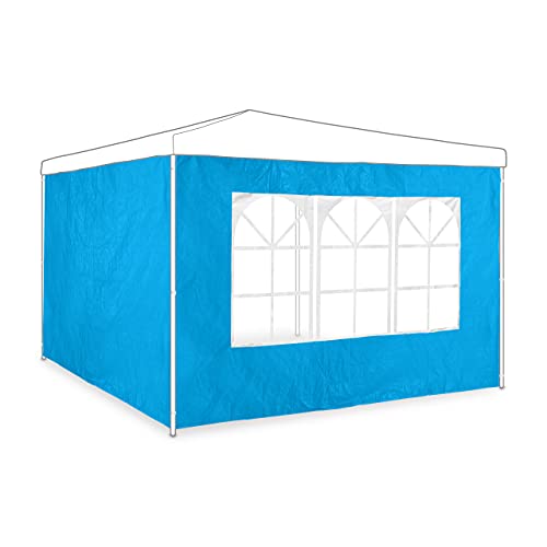 Relaxdays Set Di 2 Pareti Laterali Per Gazebo, 2 X 3 M, Con Finestra, Impermeabili, Pareti Laterali Per Gazebo, Azzurro