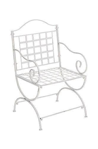 Clp Sedia Giardino Lotta In Ferro I Sedia Balcone Stile Rustico Nostalgico Decorativo I Sedia Outdoor Con Braccioli, Colore:Antico Bianco