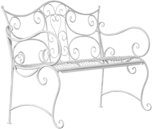 Clp Panchina Da Giardino Tara In Ferro Laccato I Panchina Da Esterno Stile Rustico Nostalgico I Panca Outdoor 113 X 47 Cm, Colore:Antico Bianco