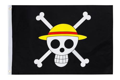 Pheno Flags Banda Di Pirati Di Cappello Di Paglia 90X60 Cm - Bandiera Anime Della Banda Di Pirati Di Cappello Di Paglia Di Monkey D. Ruff