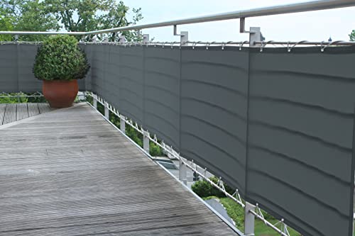 Floracord 12-75-30-07 Balkon Umrandung Realizzata In Poliestere Di Alta Qualità 75 X 300 Cm Pronto Da Montare, Con Accessori-Grey