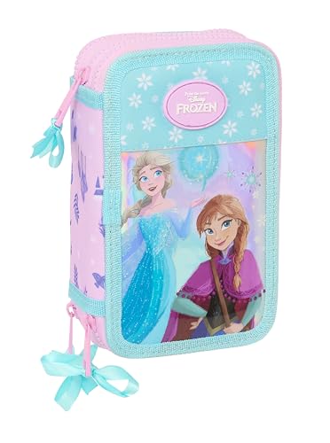 Safta Frozen Cool Days - Astuccio Scuola Con 36 Utili Inclusi, Astuccio Per Bambini, Ideale Per Bambini Dai 5 Ai 14 Anni, Comodo E Versatile, 12,5 X 5