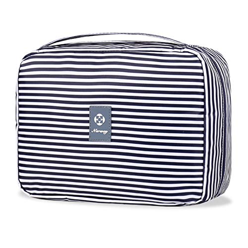 Narwey Borsa Da Toilette Per Donna Beauty Case Borsa Da Viaggio Appeso Trousse Borsa Cosmetica Da Donna (Stripe Blu)