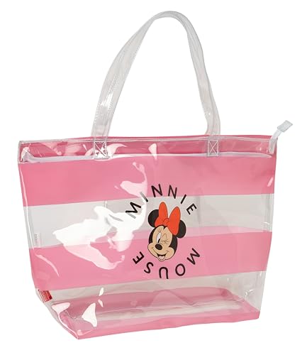 Safta Minnie Mouse Beach – Borsa Shopping, Borsa Da Donna, Shopping Bag, Comoda E Versatile, Qualità E Resistenza, 54 X 17 X 35 Cm, Colore: Rosa/Trasp