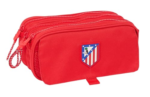 Safta Atletico De Madrid - Astuccio Triplo Grande, Astuccio Per Bambini, Ideale Per Bambini In Età Scolastica, Comodo E Versatile, Qualità E Resistenz