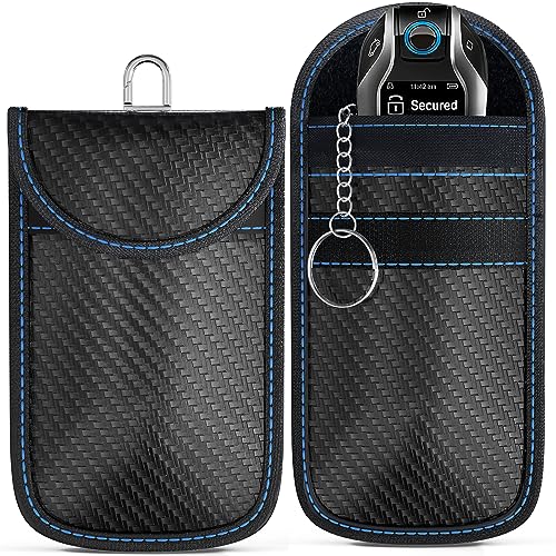 Ironstripe Faraday - Custodia Per Chiavi Dell'Auto, Nero , Confezione Doppia Blu Carbonio