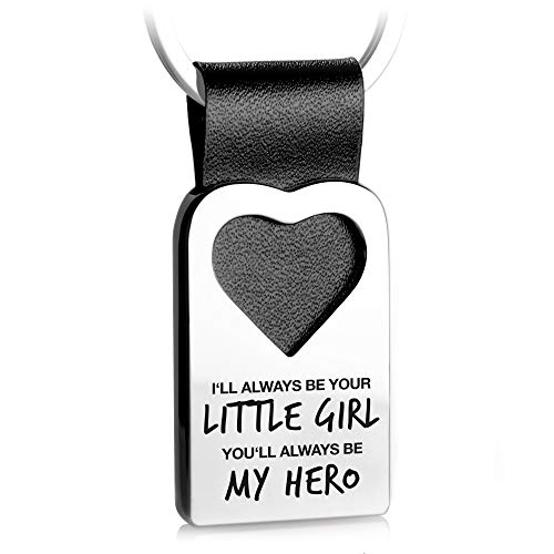 Fabach Portachiavi A Forma Di Cuore Con Incisione In Pelle – Bester Papa – Padre Figlia Regalo Per Festa Del Papà E Compleanno – Always Your Little Gi