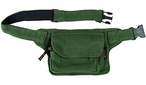 Guru Shop Gürteltasche, Festival Bauchtasche - Olive, Herren/Damen, Grün, Baumwolle, Size:One Size, 14X17X5 Cm, Festival- Bauchtasche Hippie