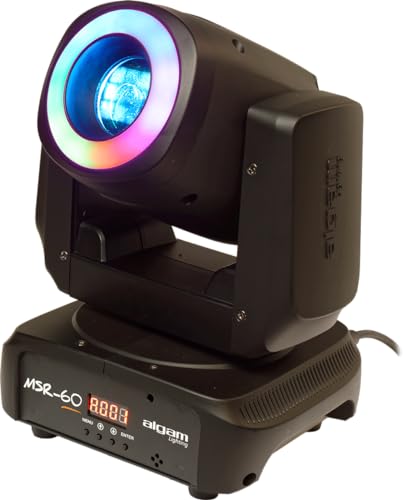 Algam Lighting - Msr60 - Lira Spot Led 60W Con Anello Led - Effetto Colore, Rainbow, Stroboscope - 195 X 170 X 280 Mm - Ip20