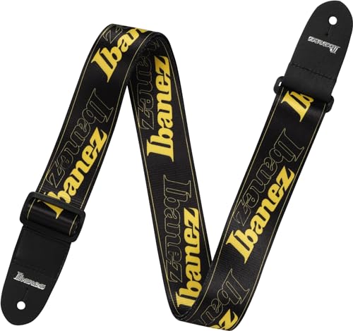 Ibanez Strap Design Black, Yellow Ibanez Logos
