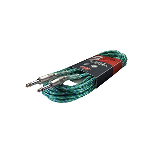 Stagg Cavo Vintage Jack/Jack, Dritto - Standard, 6M, Verde Tweed