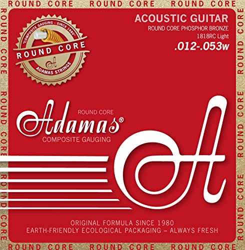Adamas Akustik-Gitarren Saiten Historic Reissue Phosphor Bronze Round Core Satz Light .012-.053 - 1818Rc