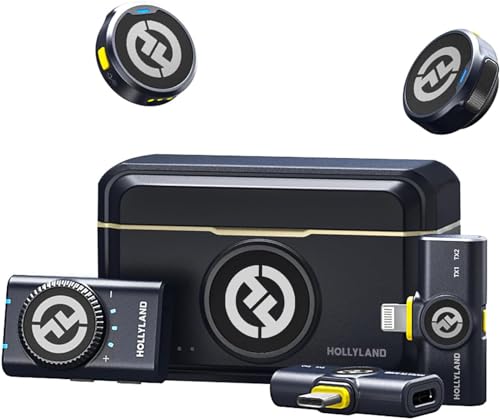 Hollyland Lark M2 Combo (2Tx+3Rx) Microfono Lavalier Wireless Per Fotocamera, Iphone, Android, Pc, 300M, 48Khz/24 Bit, Hi-Fi Audio, Enc Anti-Rumore, 4