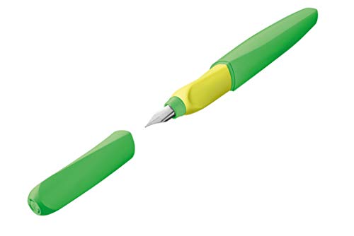 Pelikan - Twist - Penna Stilografica - Verde Neon - Destrimani E Mancini - Impugnatura Ergonomica Pedagogica - Cartuccia Blu Inclusa - Made In Germany