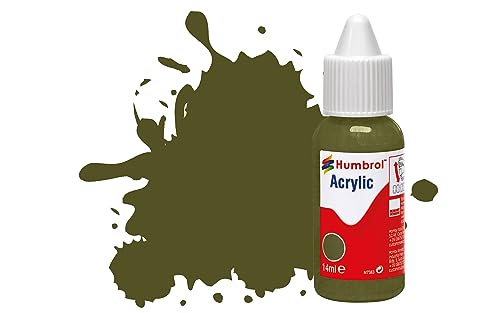 Humbrol- Vernice Acrilica, Colore No 155 Olive Drab-Opaco, 14 Ml (Pack Of 1), Db0155