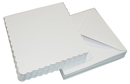 Crafts Uk 25 Biglietti Bianchi Smerlati Con Buste, 7 X 7 Cm, Cartoncino, White, 17.78 X 17.78 X 17.78 Cm, Unità