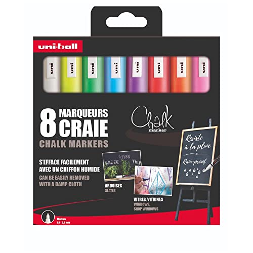 Uni-Ball Chalk Marker Uni Mitsubishi Pencil - Pennarelli Per Gessetti Pwe-5M, Segnaletica Pelvica, Resistente Alla Pioggia, Punta Conica Media, Confez