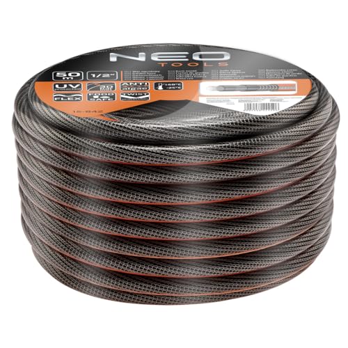 Neo Tools Tubo Da Giardino Professional A 6 Strati, 1/2 "O 3/4" | Pvc, Rinforzato Con Croce In Poliestere E Tessuto Tricot | Food Safe: Adatto Per Acq