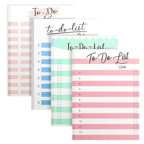 Belle Vous 4 Pezzi To Do List Planner Colori Assortiti - Quaderni Da 50 Fogli Con Liste Di Controllo E Agenda Non Datata - Blocco Appunti/Liste Della