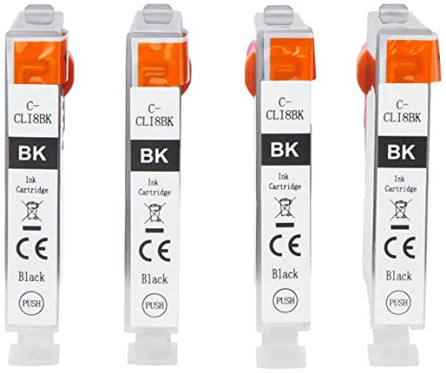 Go Inks 4 Cartucce D'Inchiostro Nero Per Sostituire Canon Cli-8Bk Compatibili/Non Oem Per Stampanti Pixma