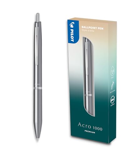 Pilot - Penna A Sfera Acro 1000 Silver Versione Premium Con Astuccio Regalo - Inchiostro Ultra Scorrevole Per Una Scrittura Incomparabile - Penna A Sc