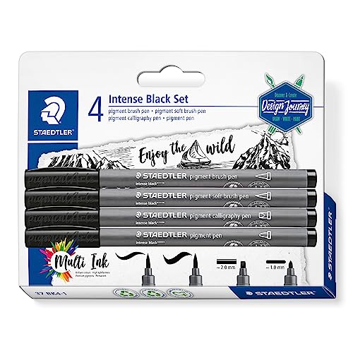 Staedtler 37 Bk4-1 Design Journey Pigment Arts Intense Black - Pennini Assortiti (Confezione Da 4)