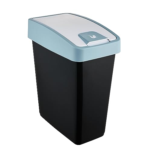 Keeeper Cestino Magne Con Coperchio Ribaltabile 25 L, Plastic, Nordic Blue