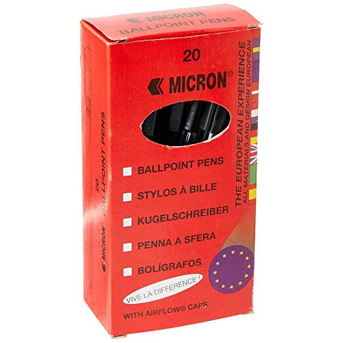 Penne A Sfera Micron Black Biros 20 In Confezione