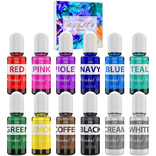 Alcohol Ink Set - 12 Colori X 10Ml Inchiostro Alcool Per Pittura, Resina Epossidica, Arte In Resina, Fabbricazione Capsule Petri Di Resina - Colorante