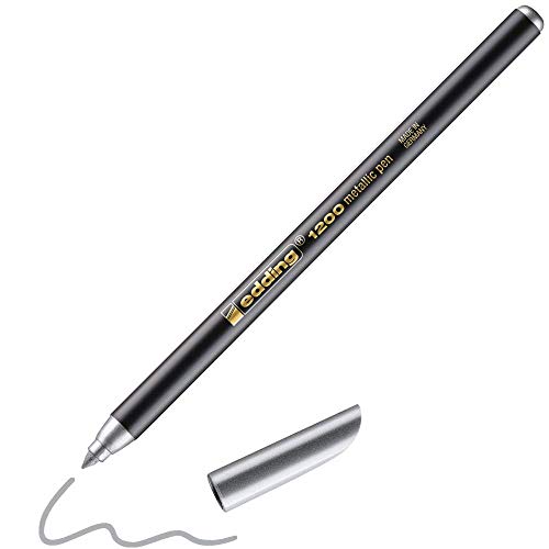 Edding 1200 Pennarello A Punta Fine Metallizzato, 1 – 3 Mm, Color Argento
