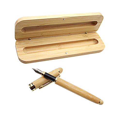 Wjuan Penna Stilografica Vintage Penna Stilografica In Bambù 14 Cm/ 5,5 Pollici, Set Penna Stilografica Executive Bambù Naturale Fatto A Mano Con Scat
