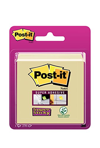 Post-It 2014-Scy - Foglietti Adesivi Super Sticky, 76 X 76 Mm, 270 Fogli, Colore: Giallo