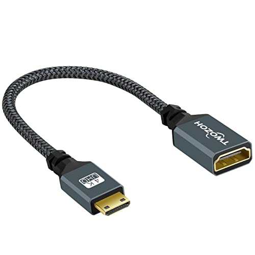 Twozoh Adattatore Mini Hdmi A Hdmi, Hdmi Femmina A Mini Hdmi Maschio, Supporto 1080P 3D/4K 2.0A/B 1.4A, Per Fotocamera, Videocamera, Laptop, Tablet