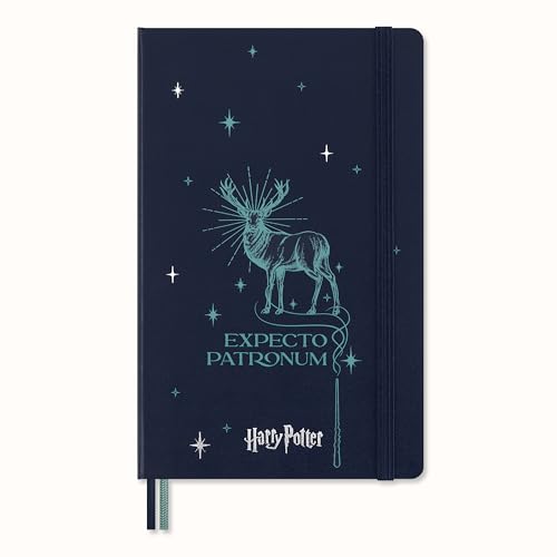 Moleskine Collezione Incantesimi Del Mondo Magico Harry Potter Patronum Notebook, Taccuino A Righe Con Copertina Rigida Fosforescerente Con Risguardi