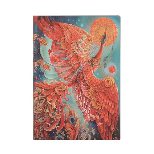 Paperblanks | Uccello Di Fuoco | Flexi A Copertina Morbida | Midi | Bianco: Flexi Softcover, 100 Gsm, Ribbon Marker, Memento Pouch, Book Edge Printing