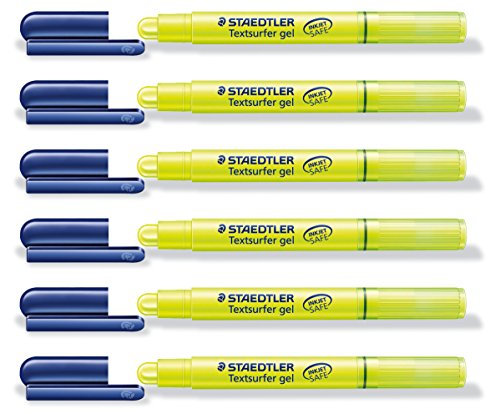 Staedtler Lot De 6 Surligneurs "Textsurfer Gel" Tracé 3 Mm Jaune