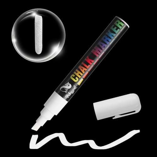 Wisyok 1Pcs Pennarelli Lavagna Bianca Cancellabile, Whiteboard Markers Bianca, Pennarelli A Gesso Liquido Doppia Punta, Pennarello Cancellabile, Subit