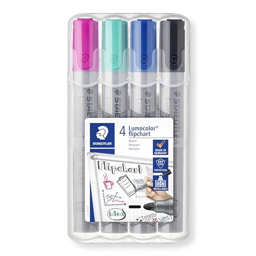 Staedtler Lumocolor 356 Wp4-1 - Pennarelli Per Lavagna A Fogli Mobili, Confezione Da 4
