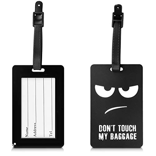 Kwmobile Etichetta Per Valigia Con Nome E Indirizzo - Targhetta Bagaglio A Mano In Stiva Zaino Trolley Bagaglio - Luggage Tag In Silicone - Don'T Touc