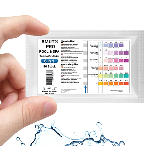 50 X Pool Test 6 In 1 Whirlpool Tester, Strisce Reattive Cloro Ph Carta Di Prova