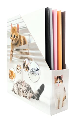 Herma 19717 - Portariviste Formato A4 Con Motivo Gatti, Larghezza 7,5 Cm, Pieghevole, In Cartone Resistente, Sottile Per Ragazze E Ragazzi, Raccoglito