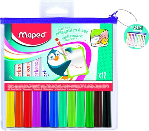 Maped 741817 Marcatore Per Lavagna Bianca Marker Peps, 12Er Reiáverschluá Tasche