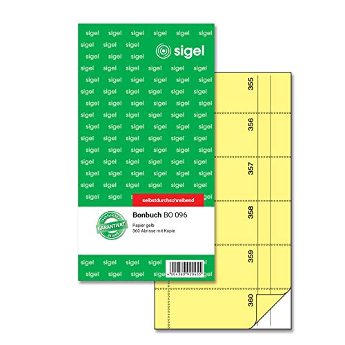 Sigel Formularbuch Bonbuch, 105 X 200 Mm, Sd, Gelb